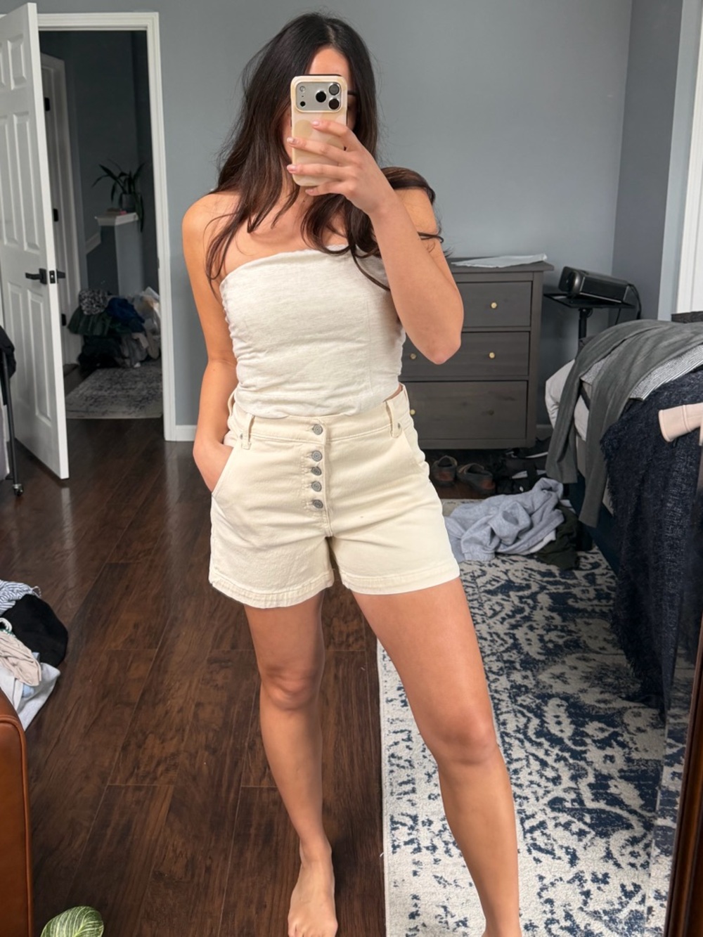 Banana Republic Cream High-Rise Shorts